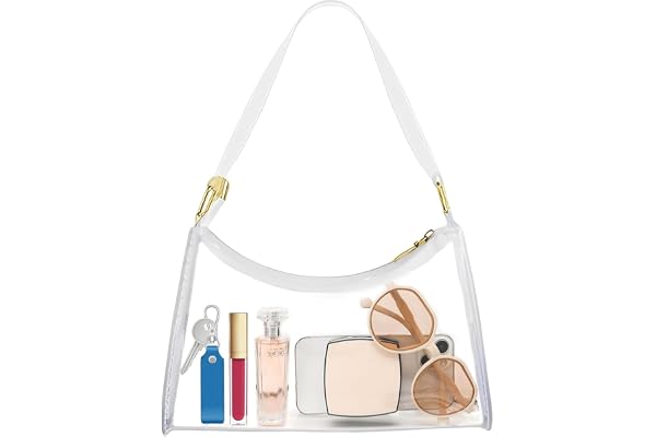 Clear Bag for Women Stadium Approved, Clear Purses, Clear Messenger PVC Clear Bags Small Clear Stadium Bag for Concerts Sport