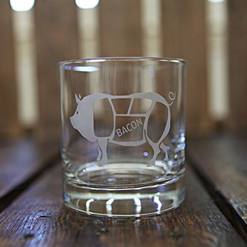 Etched Whiskey Glass - Bacon (10 oz)