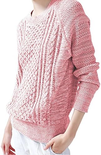 PRETTIGO Loose Fitted Knitted Pink Sweatshirt Pullover Sweater