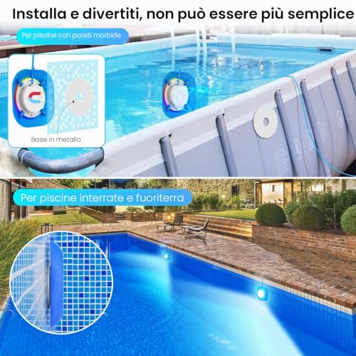 LyLmLe 20 W LED Lights for Pools, 12 V Smart LED Submersible Swimming Pool Lights with APP Control, Dimmable 800 lm, Timer, IP68 Waterproof Magnetic Piscinas Floodlight with 8 m Cable for Pools in Ground