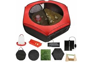 FAMIROSA Brooder Box for Chicks Starter Kit, Pop up Chicken Brooders, Brooding Heating Pad with Temperature Control, Breathab