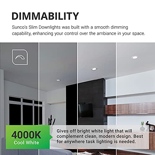 Sunco Lighting 4 Inch Ultra Thin LED Recessed Ceiling Lights Slim