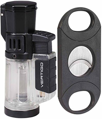 Cyclone 3 4 Torch Lighter Big Boy 64 Ring Gauge Cigar Cutter in an Attractive Gift Box Warranty Clear