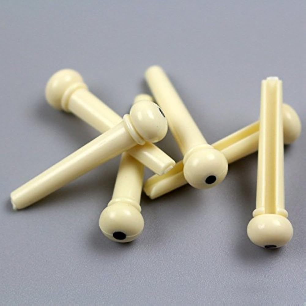 6PCS Acoustic Guitar ABS Plastic Bridge Pins, Ivory With Black Dot Musical