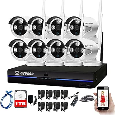 Eyedea 8 Ch 960p Wifi Nvr Wireless Camera Surveillance Dvr Double Antenna Easy Setup Ip Network 1 3mp Night Vision Home Business Cctv Security Camera Smart Phone App Remote View 1tb Hard Drive
