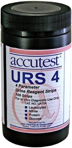 Jant Pharmacal UA704A 4 Parameter Urine Reagent Test Strips, Bottle of 100 Strips, 4 Parameter