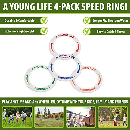 Cool Frisbees for Kids Toys Bulk [4 Pack Set] – Glow in The Dark Frisbee Rings – Light Flying Disc Floats On Water – Best for Outdoor Fun & Family Games, Golf Discs, Stocking Stuffers! - Made in USA - Thumbnail 3