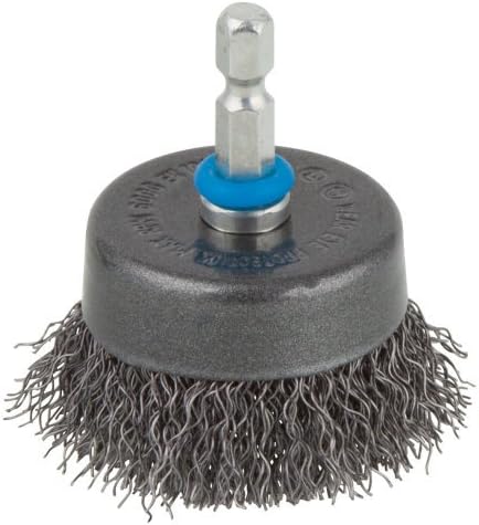 wolfcraft steel wire cup brush diameter 50 mm I 2106000 I for metal sheet metal, wood and stone, hexagonal shaft