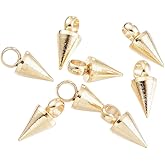 FASHEWELRY 100Pcs Golden Spike Beads Charms 6.5x3mm Cone Dangle Pendants for Hoop Earring Jewelry