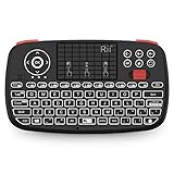 (2019 Upgrade) Rii i4 Mini Bluetooth Keyboard with Touchpad, Blacklit Portable Wireless Keyboard with 2.4G USB Dongle for Smartphones, PC, Tablet, Laptop TV Box iOS Android Windows Mac.Black