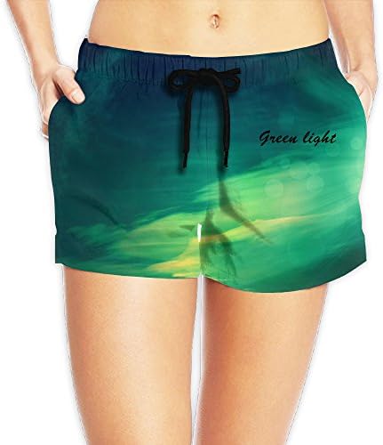 Elastic Beach Shorts Swim Trunks Womens's Hot Green Cloud