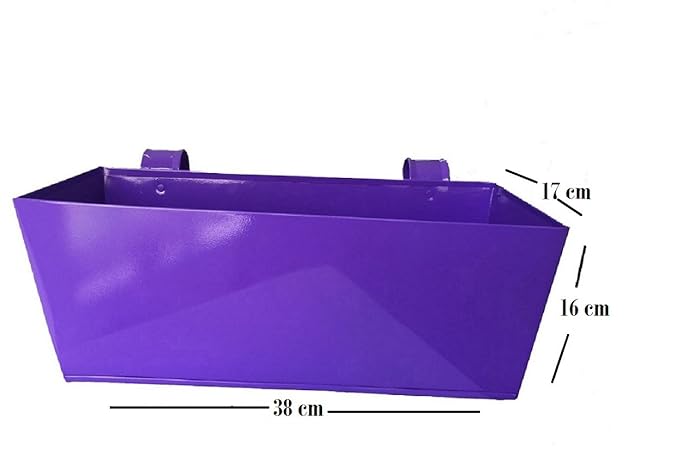 First Smart Deal Metal Railing Rectangular Planter Plain Large - Dark Blue