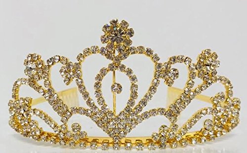 Gold Rhinestone Heart Tiara Princess Crown For Wedding Sweet 16 Mis Quince Anos Gift