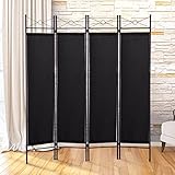 Black 4 Panel Room Divider Privacy Folding Screen