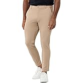 INTO THE AM Men's Casual Pants - Tapered Slim Fit Stretch Chinos Tech Travel Pants, Hidden Zipper Pocket, 30" & 33" Inseam