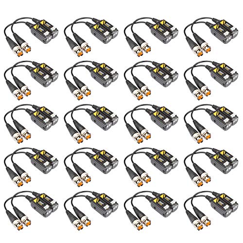 20 Pairs Video Balun Connectors Passive AHD/TVI/CVI/CVBS Signal Transceivers Max. 8MP Compatible with 720P/960P/1080P/3MP/5MP Single Channel for BNC Male Cable CCTV Security Camera System - Thumbnail 5