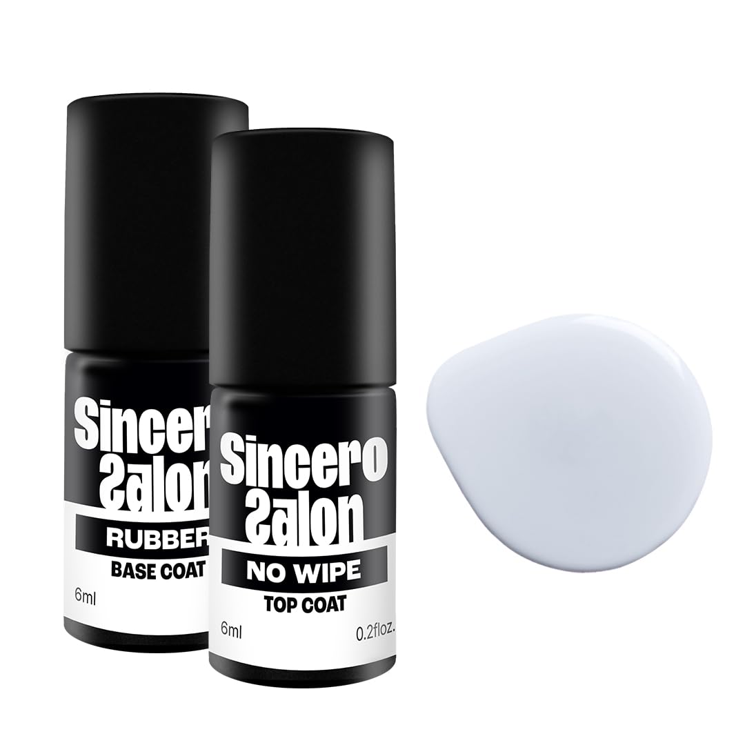 Sincero Salon- Gel Nail Polish Set Base Coat Clear and Top Coat Nail Gel Polish - Nail Strengthener For Damaged Nails - Gel Base Coat - Nail Varnish Sets - Gel Polish Nail Art - LED UV Gel Nail Polish