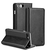 Luxmo Luxury Gentleman Magnetic Flip Leather Wallet Case for iPhone 7 Plus - Retail Packaging - Black