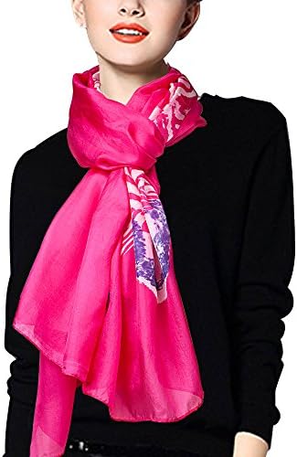 Ecowonder Women's Functional Long 100% Premium Silk Scarf Tiger Printing