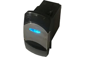 GENERIC Contura II Carling Rocker Switch - Chrome Wave Illuminated Blue - V1D1, SPST, 3 terminals, Sealed, Waterproof, dusproof, 12V dc