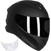 ILM Full Face Motorcycle Street Bike Helmet with Enlarged Air Vents, Free Replacement Visor for Men Women DOT Approved Model ST-06 (Matte Black, Large)