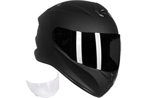 ILM Full Face Motorcycle Street Bike Helmet with Enlarged Air Vents, Free Replacement Visor for Men Women DOT Approved Model-ST-06 (Matte Black, Medium)