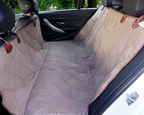 ObeDog Deluxe Suede Quilted Waterproof Hammock Car Seat Cover, Compact/Mid, Camel