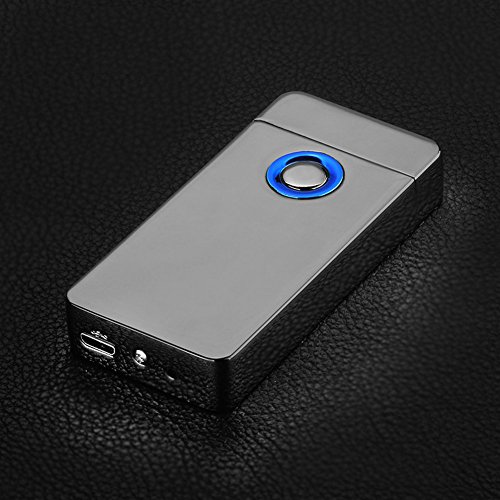 GuDoQi Fingerprint Induction Dual Arc Lighter Rechargeable USB Windproof Plazmatic Electric Lighter with LED Switch Button