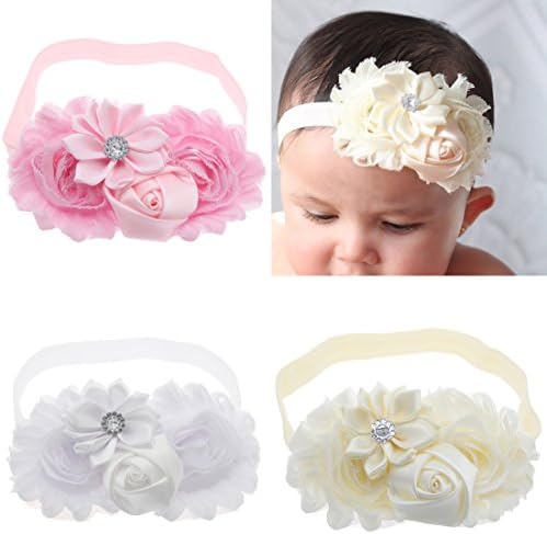 lebo Baby Girl Headbands with Bows Baby Baptism Headbands 3pcs/lot