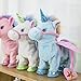 NEWBEGIN Walk Along Toy Stuffed Plush Pony Toy, Realistic Walking Actions with Unicorn Sounds and Music (White)