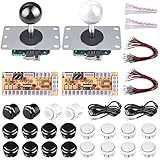Gamelec 2 Players DIY Arcade Game Button and Joysticks Controller Kits for Rapsberry Pi and Windows,2X 5 Pin Joysticks,Black and White Each with 10 Buttons