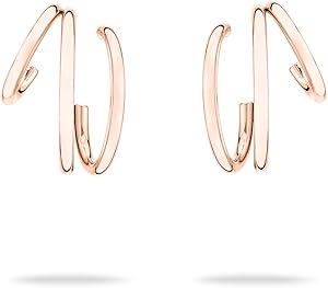 Echtzeit Creole Modern Lines - 2,2 cm, roségold - moderne 3in1-Ohrringe aus Edelstahl mit 14K Vergoldung - wasserfester & hautfreundlicher Schmuck für Damen