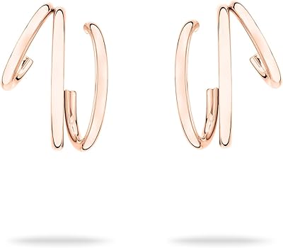 Echtzeit Creole Modern Lines - 2,2 cm, roségold - moderne 3in1-Ohrringe aus Edelstahl mit 14K Vergoldung - wasserfester & hautfreundlicher Schmuck für Damen
