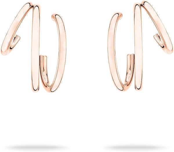 Echtzeit Creole Modern Lines - 2,2 cm, roségold - moderne 3in1-Ohrringe aus Edelstahl mit 14K Vergoldung - wasserfester & hautfreundlicher Schmuck für Damen