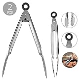 Kitchen Tongs,Banne 2Pcs/Set 9 Inch And 12 Inch Non-slip Stainless Steel Cooking Food Tongs For Kitchen With Smart Locking Clip