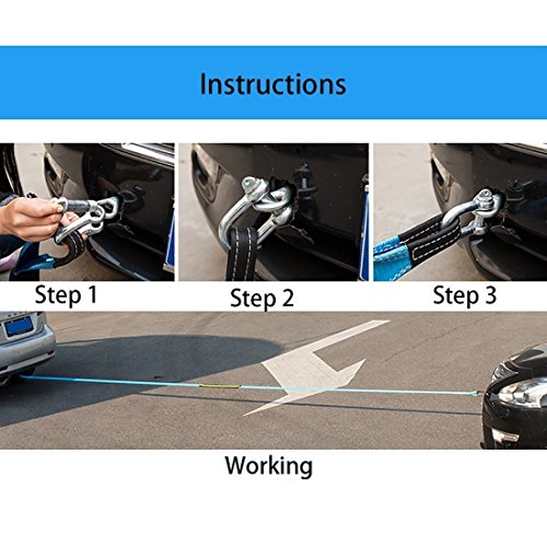 AIJIWU Tow Rope, Car Heavy Duty Recovery Tow Straps 17600Ib 8 Ton 5M