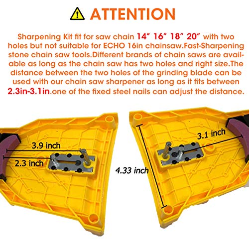 LIUMY Chainsaw Sharpener, Chainsaw Teeth Sharpener Work Sharp Chain Saw Sharpener Chain Saw Blade Sharpener (Fit for Chainsaw Bar with 2 Holes) - Lightweight, Portable and Safe