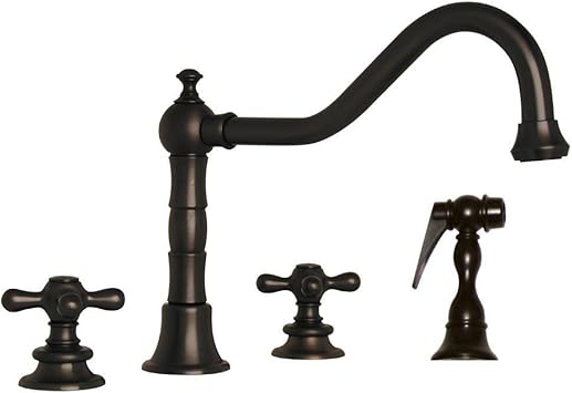Whitehaus Whkcr3 4400 Orb Vintage Iii 10 1 2 Inch Widespread Faucet With Long Traditional Swivel Spout Cross Handles And Solid Brass Side Spray Oil Rubbed Bronze Bar Sink Faucets Amazon Com