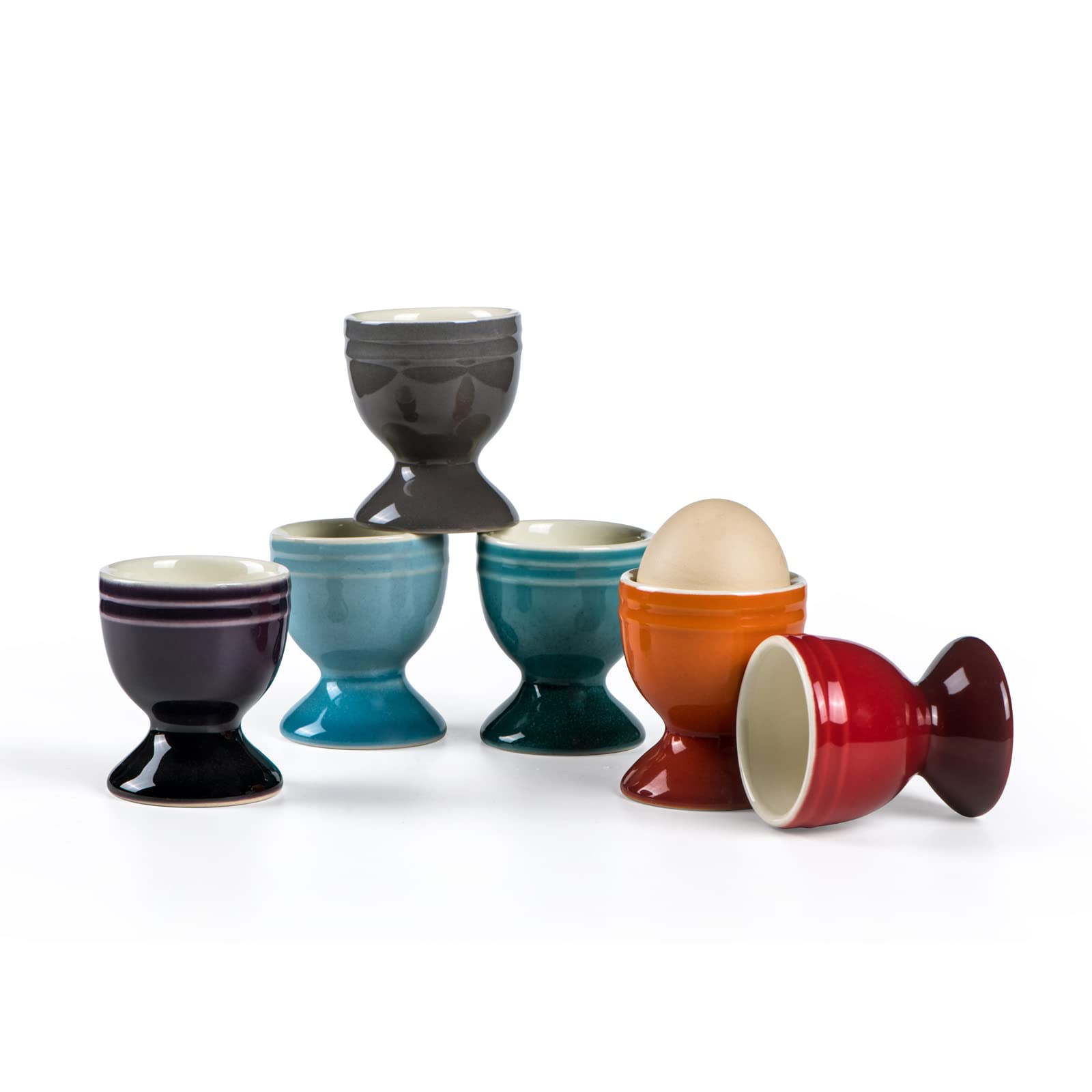 Photo 1 of UNICASA Ceramic Egg Cups, Porcelain Colorful Egg Cup Set of 6, Stand Holder for Soft Boiled Eggs, Microwave & Dishwasher Safe (Set A)