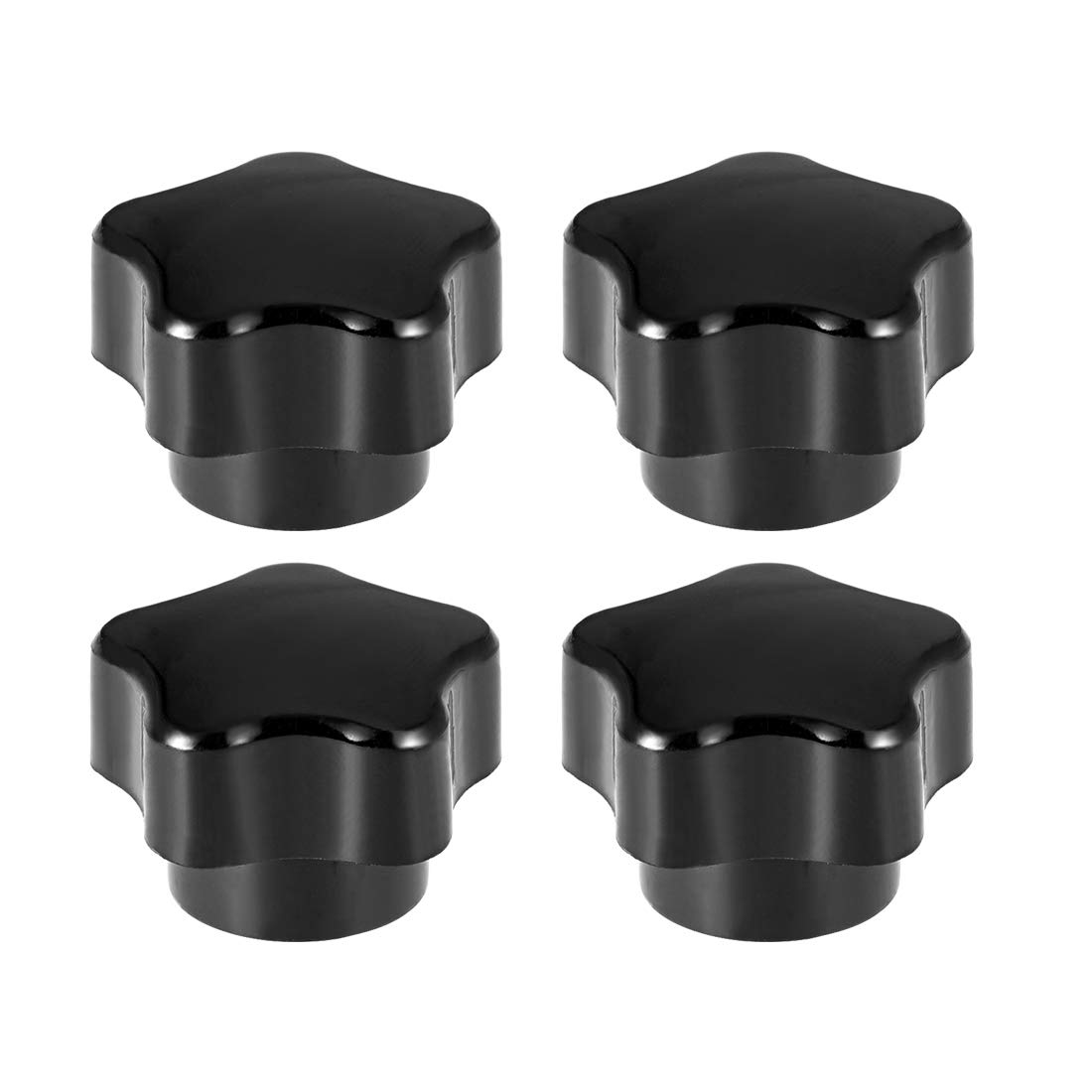 sourcing map Star Knob Grip Handle M5 Diameter Brass Insert Female Thread Set of 4 Black