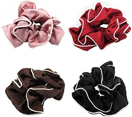 Set of 4 Big Satin Hair Scrunchies Women Elastic Hair Ties