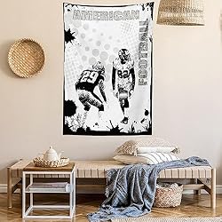 Ambesonne Sports Tapestry, Grungy American Football