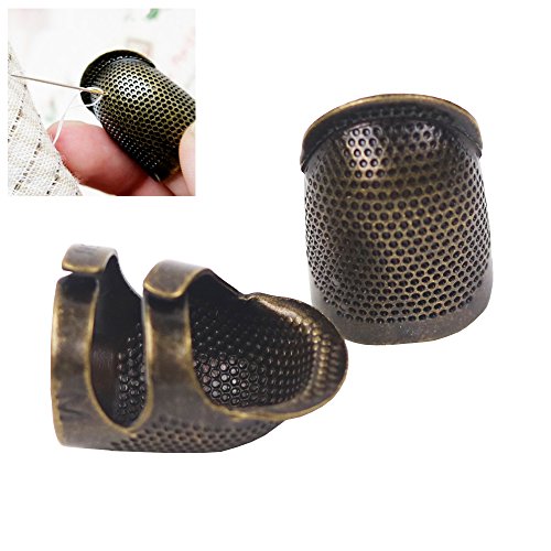 Copper Thimble Finger Protector, Antique Finish Metal Brass Fingertip Thimble Sewing Handworking Pin Needles Partner for DIY Crafts Sewing Tools Needlework Accessor (M)