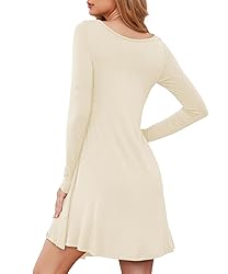 DEARCASE Women's T-Shirt Dress Beige X-Large V-Neck