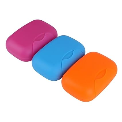 INOVERA (LABEL) Plastic Travel Soap Holder Organiser Box Case, Multicolour - 3 Pieces