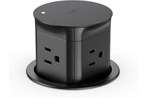 JGSTKCITY Automatic Pop Up Outlet Station for Kitchen Counter Island, Splash Resistant, 3.15" Diameter Round Pop Up Counter Outlet, Conference Table Power Hub