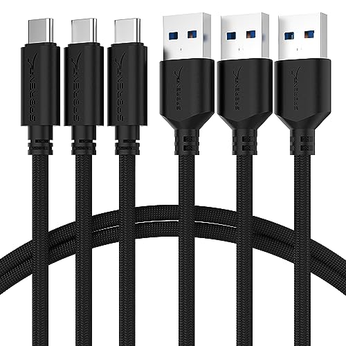 SABRENT [3-Pack 22AWG Premium 1ft USB-C to USB A 3.0 Sync and Charge Cables [Black] (CB-C3X1)