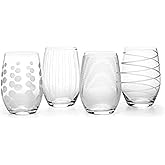 Mikasa Cheers Stemless Wine Glasses, Set of 4, 17-Ounce Clear Glasses, Durable and Elegant, Perfect for Red or White Wine, Dishwasher Safe