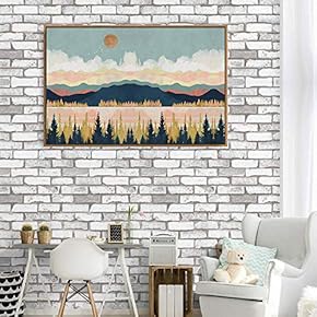 Framed Canvas Home Artwork Decoration Abstract Mountain Nature Scenery Canvas Wall Art for Living Room, Bedroom - 16x24 inches