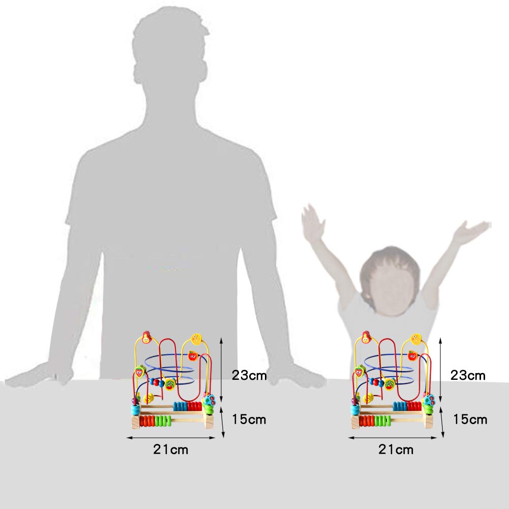 Fajiabao Bead Maze Wooden Toys Roller Coaster Colorful Abacus Circle Toy for Kids Boys Girls
